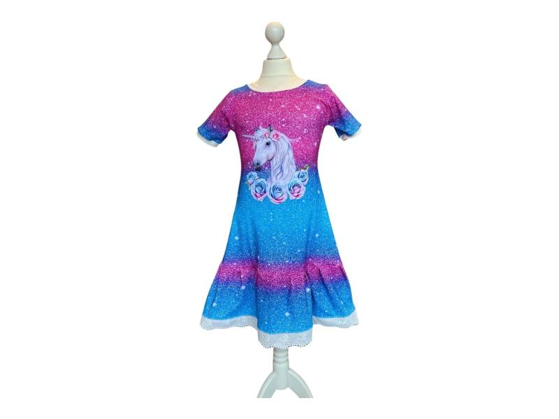Einhorn Kleid Mädchen - Handmade Zur Einschulung Festliche Mädchenkleider in Verschiedenen Größen Glitzer Kleider von MakindaDE