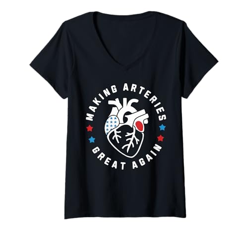 Damen Arterien wieder großartig machen, Cardiac Cath Lab T-Shirt mit V-Ausschnitt Damen Arterien wieder großartig machen, Cardiac Cath Lab T-Shirt mit V-Ausschnitt von Making Arteries Great Again Cath Lab