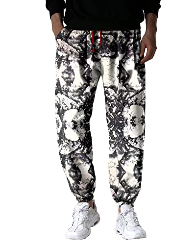 Herren-Jogginghose aus Baumwolle, ethnischer Stil, Boho-Druck, Hippie-Hose, weites Bein, 80er-Jahre-Party, Bohemia, elastisch, Baggy Lounge-Hose, 1, 56 von MakingDa