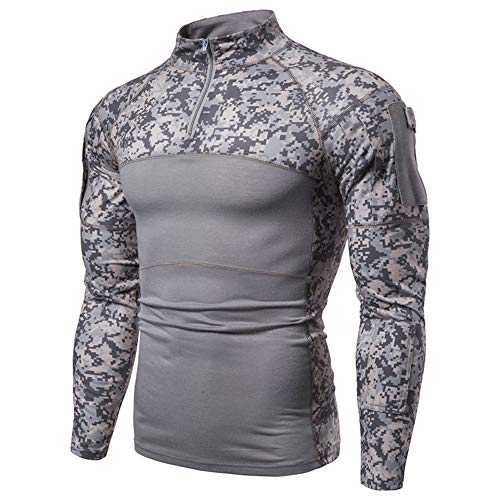 Herren Taktisches Langarmshirt Militär Stil Combat Shirt mit Taschen Airsoft Top Outdoor Kleidung für Jagd Camping WandernGrau Camo Digital3XL von MakingDa
