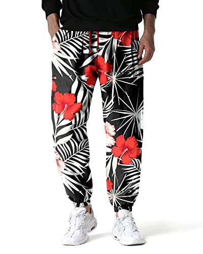 MakingDa MakingDa Herren Blumen Bedruckte Trainingshose Elastische Taille Hippie Pumphose Haremshose Bohemian Baggy Beach Yoga Lounge Jogger Hose-3-2XL von MakingDa