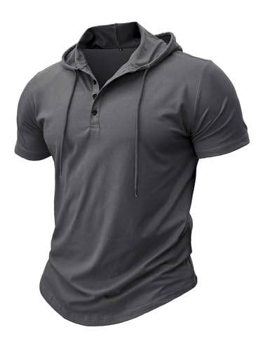 MakingDa Athletischer Kurzarm-Kapuzenpullover für Herren, modisch, Workout, Fitnessstudio, Pullover, Kapuzenshirt, Knopfleiste, Muskel-Passform, Sommer-Sweatshirt, leicht, Hip-Hop, Laufen, Boxen, MakingDa Athletischer Kurzarm-Kapuzenpullover für Herren, modisch, Workout, Fitnessstudio, Pullover, Kapuzenshirt, Knopfleiste, Muskel-Passform, Sommer-Sweatshirt, leicht, Hip-Hop, Laufen, Boxen, von MakingDa