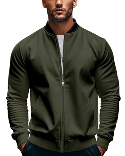MakingDa Herren Casual Bomber Baseball Jacken Frühling Herbst Leicht Dünn Cargo Jacke Outdoor Windbreaker Mantel, armee-grün, M von MakingDa