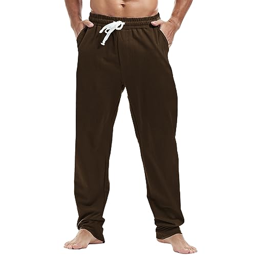 MakingDa Herren-Jogginghose, Baumwolle, Fitnessstudio, Yoga, Kordelzug, elastische Taille, Laufen, Arbeit, Zuhause, Normales Braun, 31-35 von MakingDa