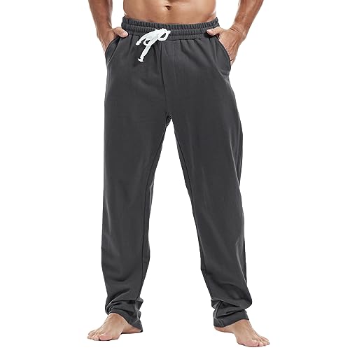 MakingDa Herren-Jogginghose, Baumwolle, Fitnessstudio, Yoga, Kordelzug, elastische Taille, Laufen, Arbeit, Zuhause, Normales Eisengrau, 34-37 von MakingDa