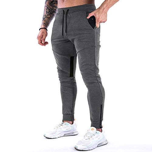 MakingDa Herren-Jogginghose, Slim Fit, Jogginghose, Freizeithose, Laufhose, Workout-Hose mit Taschen, K08-dark Grey, 31-35 von MakingDa