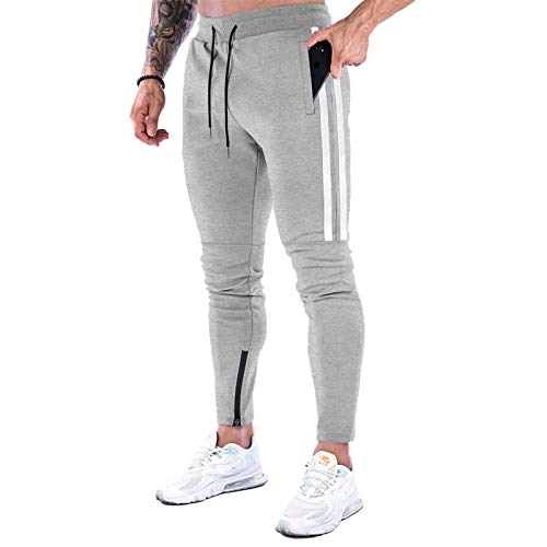 MakingDa Herren-Jogginghose, Slim Fit, Jogginghose, Freizeithose, Laufhose, Workout-Hose mit Taschen, K25-grau, 31-35 von MakingDa