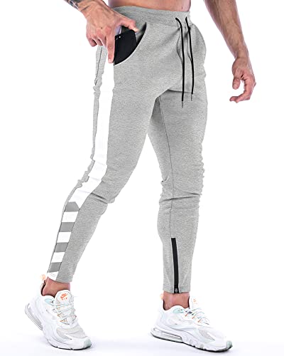 MakingDa Herren-Jogginghose, Sporthose, schmale Passform, lässige Trainingshose, Fitnessstudio, Sweathose, Laufhose mit Taschen, grau, 27-32 von MakingDa