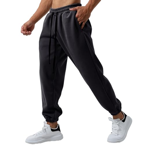 MakingDa Herren-Jogginghose, Trainingshose, elastischer Bund, Baumwolle, Baggy-Hose, dunkelgrau, 41-44.5 von MakingDa