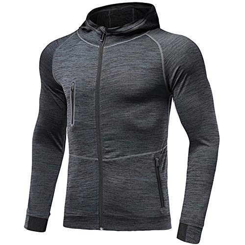 MakingDa Herren Kapuzen Sweatjacke Zip Hoodies Slim Fit Sportswear Strickjacke, Atmungsaktiv, Leicht, Bequem, Für Joggen, Workout, Lauf A-Dunkelgrau XL von MakingDa