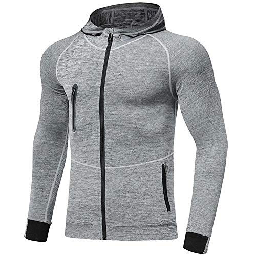 MakingDa Herren Kapuzen Sweatjacke Zip Hoodies Slim Fit Sportswear Strickjacke, Atmungsaktiv, Leicht, Bequem, Für Joggen, Workout, Lauf A-Hellgrau M von MakingDa