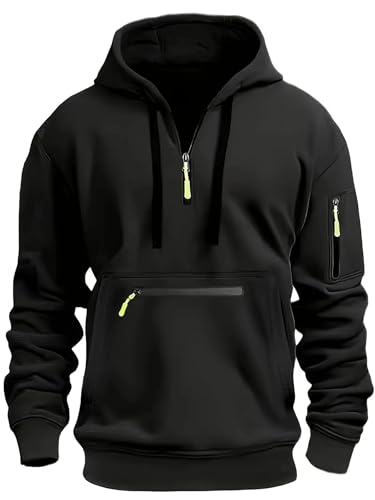 MakingDa Herren-Kapuzenpullover mit 1/4-Reißverschluss, Reißverschlusstasche, Kordelzug, Fleece, langärmelig, Trainingsanzug, Oberteil, Manschette, Überkopf-Shirt, schmale Passform, modisch, lässig, MakingDa Herren-Kapuzenpullover mit 1/4-Reißverschluss, Reißverschlusstasche, Kordelzug, Fleece, langärmelig, Trainingsanzug, Oberteil, Manschette, Überkopf-Shirt, schmale Passform, modisch, lässig, von MakingDa