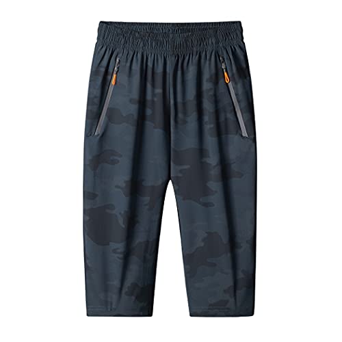 MakingDa Herren-Shorts, 3/4-Jogger, Caprihose, lässig, Sport, Sommer, lockerer Reißverschluss, Fitnessstudio, Laufen, Trainingshose, elastische Taille, unterhalb des Knies, kurze Hose mit von MakingDa