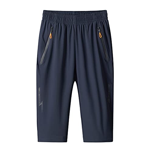 MakingDa Herren-Shorts, 3/4-Jogger, Caprihose, lässig, Sport, Sommer, lockerer Reißverschluss, Fitnessstudio, Laufen, Trainingshose, elastische Taille, unterhalb des Knies, kurze Hose mit von MakingDa