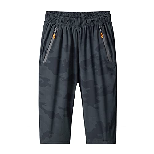 MakingDa Herren-Shorts, 3/4-Jogger, Caprihose, lässig, Sport, Sommer, lockerer Reißverschluss, Fitnessstudio, Laufen, Trainingshose, elastische Taille, unterhalb des Knies, kurze Hose mit von MakingDa