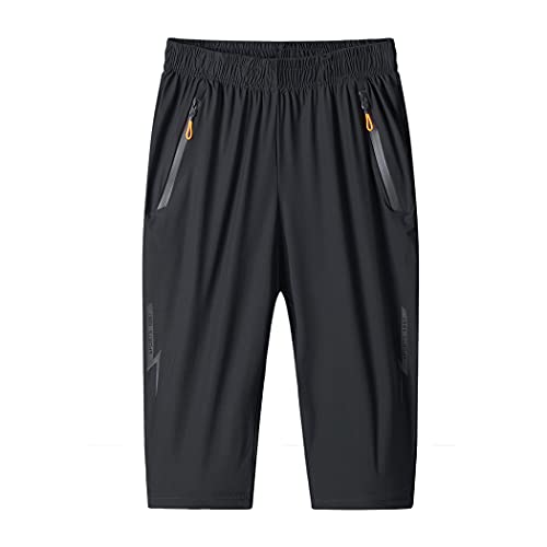 MakingDa Herren-Shorts, 3/4-Jogger, Caprihose, lässig, Sport, Sommer, lockerer Reißverschluss, Fitnessstudio, Laufen, Trainingshose, elastische Taille, unterhalb des Knies, kurze Hose mit von MakingDa
