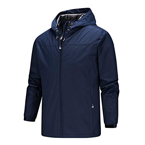 MakingDa Herren Softshell Jacken Atmungsaktiv Outdoor Funktionsjacke Winddicht Jacke Mantel Reißverschluss Freizeitjacke-Dunkelblau-XL von MakingDa