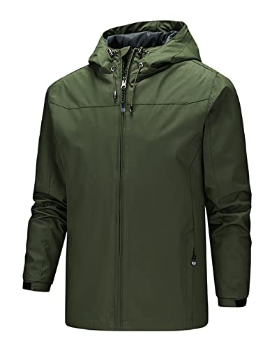 MakingDa Herren Softshell Jacken Atmungsaktiv Outdoor Funktionsjacke Winddicht Jacke Mantel Reißverschluss Freizeitjacke-Grün-2XL von MakingDa