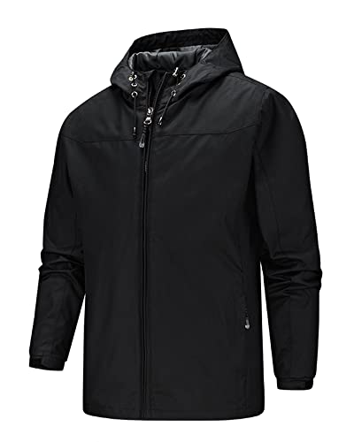 MakingDa Herren Softshell Jacken Atmungsaktiv Outdoor Funktionsjacke Winddicht Jacke Mantel Reißverschluss Freizeitjacke-Schwarz-2XL von MakingDa