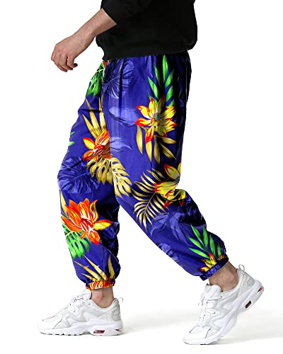 MakingDa Herren-Jogginghose mit elastischem Bund, Lockere Passform, Paisley bedruckter, Hippie-Stil Weite Beinhose, bequem für Laufen, Joggen, Strand und Spazierengehen-10-3XL von MakingDa