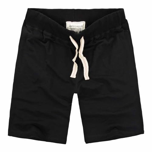 MakingDa Men's Summer Cotton Jogging Shorts Casual Sports Short Drawstring Stretch Elastic Waist with Pockets Bermuda Tennis Schwarz XL von MakingDa