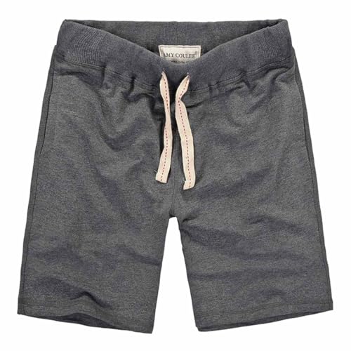 MakingDa Men's Summer Cotton Jogging Shorts Casual Sweat Fitness Short Drawstring Stretch Elastic Waist with Pockets Training DunkelGrau M von MakingDa
