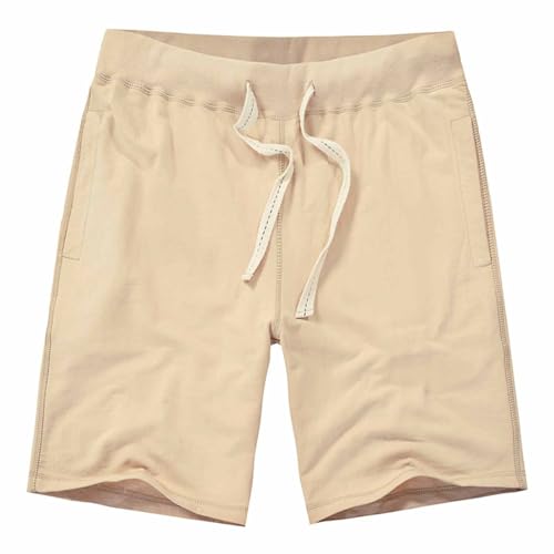 MakingDa Men's Summer Cotton Jogging Shorts Leisure Lightweight Sports Short Drawstring Stretch Elastic Waist with Pockets Khaki S von MakingDa
