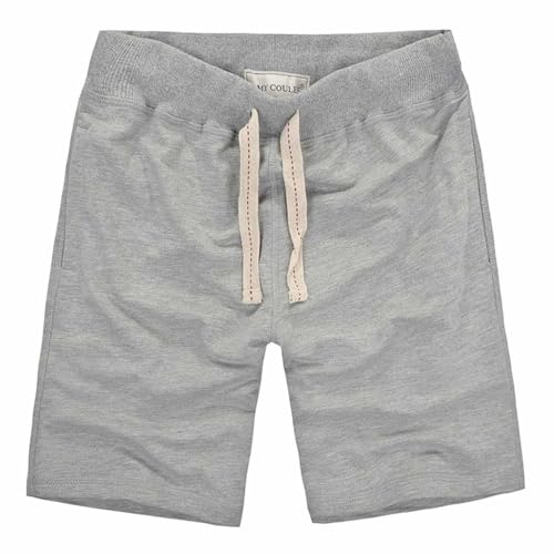 MakingDa Men's Summer Cotton Jogging Shorts Leisure Sweat Sports Short Drawstring Stretch Elastic Waist with Pockets Training Hellgrau L von MakingDa
