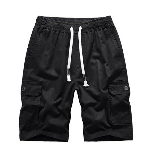 MakingDa Schwarz Cargo Shorts Herren Baumwolle Kordelzug Taschen Elasticated Waist Vintage Einfarbig Sommer Cargohose Kurz Herren Slim Fit Einfarbig Stretch Schmale Passform Sport Cargoshorts XL MakingDa Schwarz Cargo Shorts Herren Baumwolle Kordelzug Taschen Elasticated Waist Vintage Einfarbig Sommer Cargohose Kurz Herren Slim Fit Einfarbig Stretch Schmale Passform Sport Cargoshorts XL von MakingDa