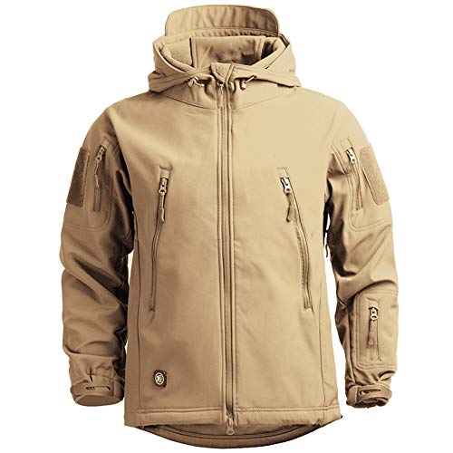 MakingDa Wasserdichte Herren-Jacken, lässiger Kapuzenmantel, Softshell-Fleece-gefüttert, Laufjacken, taktisch, militärisch, Arbeit, Angeln, Jagd, Klettern, khaki, S von MakingDa