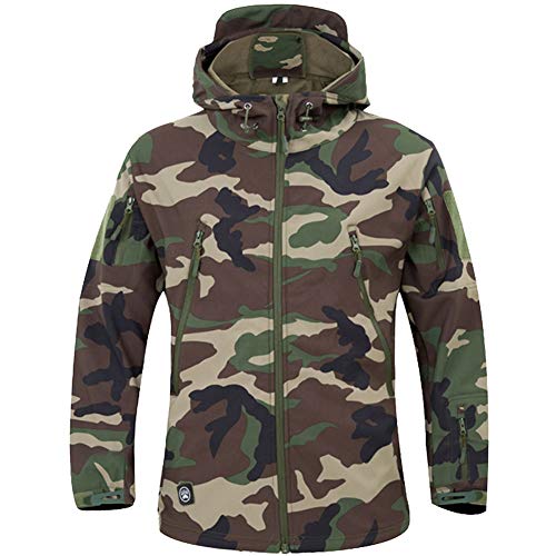 MakingDa Wasserdichte Herren-Jacke, lässiger Kapuzenmantel, Softshell-Fleece-gefüttert, Laufjacken, taktische Militärjacke, Arbeit, Angeln, Jagd, Klettern, Dschungeltarn, L von MakingDa