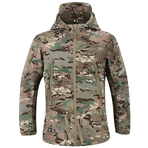 MakingDa wasserdichte Herren-Jacke, lässiger Kapuzenmantel, gefüttert mit Softshell-Fleece, Laufjacke, Jacke im Camouflage-Look, für Arbeit, Angeln, Jagd, Klettern, M von MakingDa