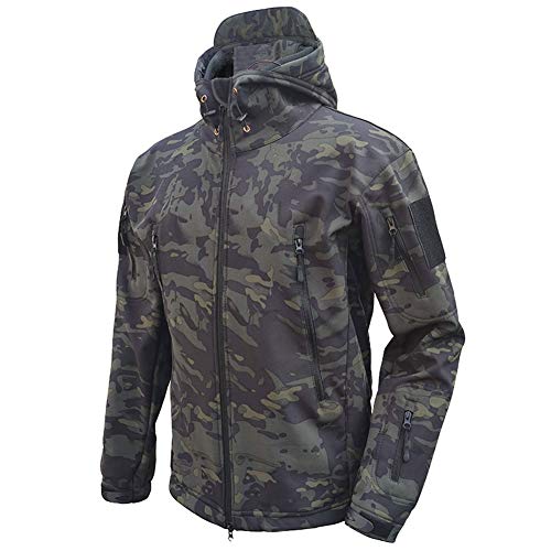 MakingDa Wasserdichte Herren-Jacke, lässiger Kapuzenmantel, Softshell-Fleece-gefüttert, Laufjacken, taktische Militär, Arbeit, Angeln, Jagd, Klettern, Night Camo, S von MakingDa