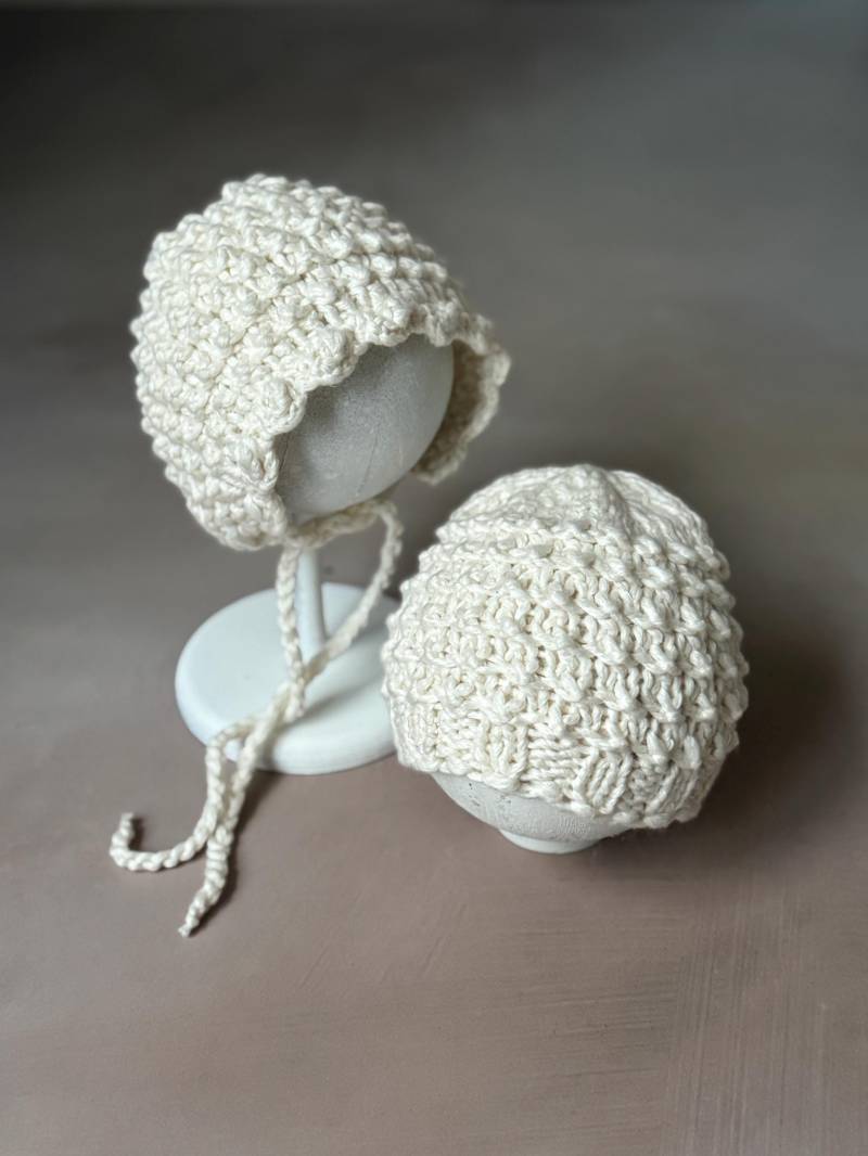 Handgestrickte Baby Mütze Beanie Aus Baumwollmischung | 0-3 M von MakingLittleHats