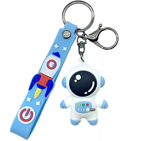 Makio Lustiger Astronaut-Schlüsselanhänger mit Metallring und Karabiner. Perfekt zum Tragen von Schlüsseln oder zum Aufhängen an Rucksack, Mäppchen oder Handtasche., blau, One size von Makio