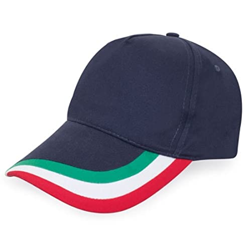 Marineblau, Flagge von Italien, verstellbar, Padel Golf Tennis, 5 Paneele, 100 % Baumwolle, gekämmt von Makio