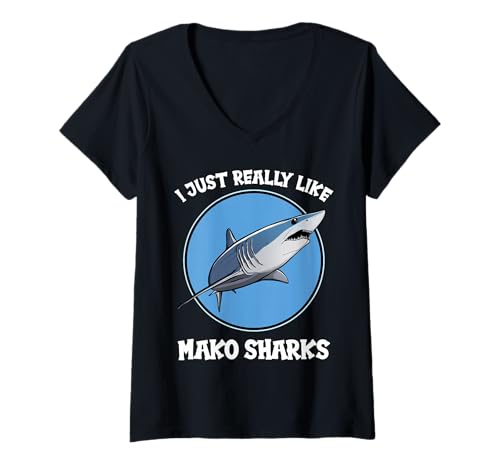 Damen Makohaie Makohai T-Shirt mit V-Ausschnitt Damen Makohaie Makohai T-Shirt mit V-Ausschnitt von Makohaie Makohai Tier Shop