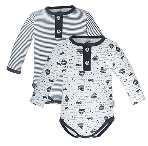 Makoma Baby Body Langarm Set 2er Pack für Neugeborene & Kleinkinder Jungen und Mädchen 100% Baumwolle (62, LaMer) von Makoma