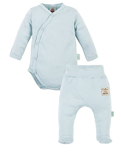 Makoma Baby Body Langarm Wickelbody & Hose mit Fuß 2tlg. - Erstausstattung Set für Neugeborene Jungen - Babykleidungsset (62, Mochito) von Makoma