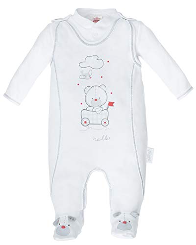 Makoma Baby Erstausstattung Strampler-Set mit Langarmshirt für Säuglinge & Neugeborene Jungen und Mädchen (50 – 74) (62, Weiß) von Makoma