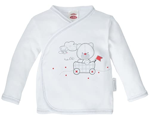 Makoma Baby Langarm Wickelshirt Flügelhemd Wickelpullover Mädchen Babykleidung Weiß Eule & Teddy (62, Organic White) von Makoma