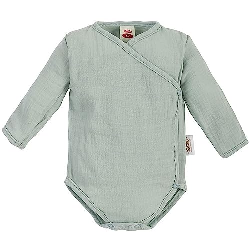 Makoma Baby Musselin Body Wickelbody Langarm - Neugeborene Jungen & Mädchen - Babykleidung aus 100% Baumwolle (Grün, 56) von Makoma