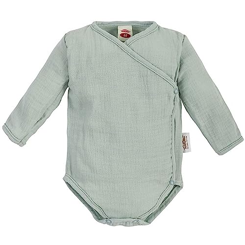 Makoma Baby Musselin Body Wickelbody Langarm - Neugeborene Jungen & Mädchen - Babykleidung aus 100% Baumwolle (Grün, 68) von Makoma