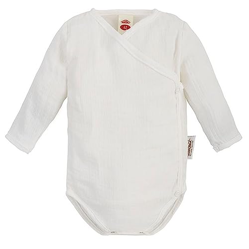 Makoma Baby Musselin Body Wickelbody Langarm - Neugeborene Jungen & Mädchen - Babykleidung aus 100% Baumwolle (Weiß, 68) von Makoma