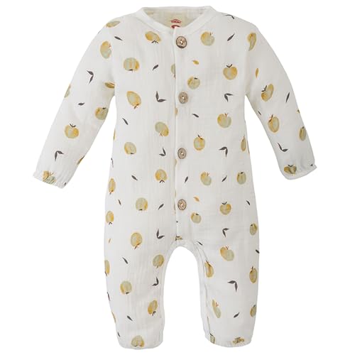 Makoma Baby Musselin Strampler - Neugeborene Jungen & Mädchen - Babykleidung Leinen 100% Baumwolle (56, Apfel) von Makoma