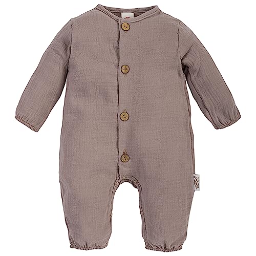 Makoma Baby Musselin Strampler - Neugeborene Jungen & Mädchen - Babykleidung Leinen 100% Baumwolle (56, Braun) von Makoma