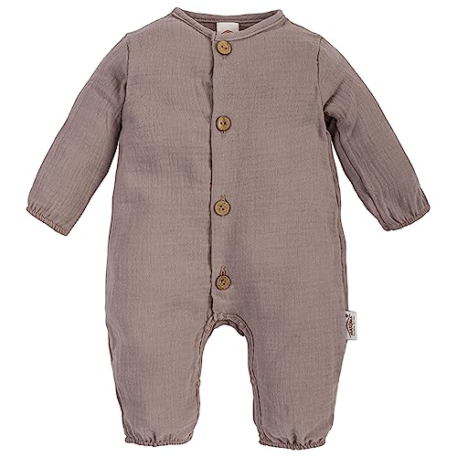 Makoma Baby Musselin Strampler - Neugeborene Jungen & Mädchen - Babykleidung Leinen 100% Baumwolle (62, Braun) von Makoma