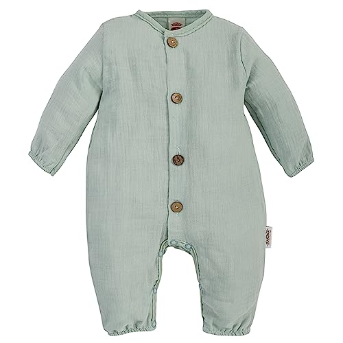 Makoma Baby Musselin Strampler - Neugeborene Jungen & Mädchen - Babykleidung Leinen 100% Baumwolle (68, Grün) von Makoma