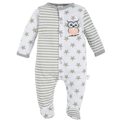 Makoma Baby Schlafstampler Strampler Schlafanzug mit Fuß für Säuglinge & Neugeborene Mädchen 100% Baumwolle -Eule- (56) von Makoma