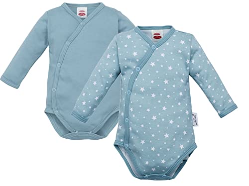 Makoma Baby Wickelbody Langarm Body Mädchen & Jungen Neugeborene 2er Pack 100% Baumwolle Sweet Dreams (56) von Makoma